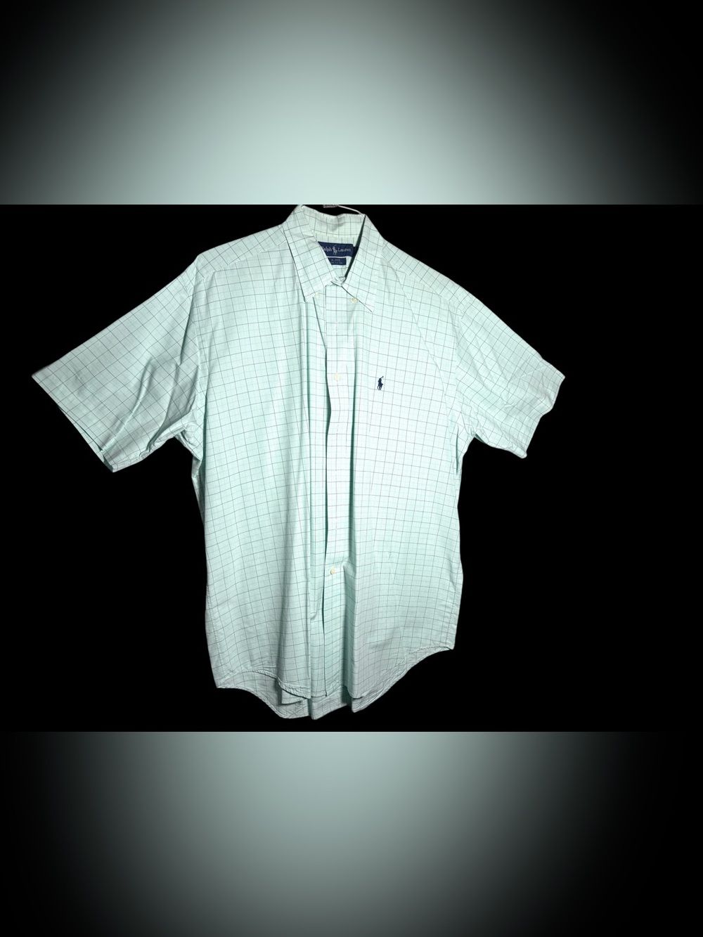 Ralph Lauren Light Mint Green Short-Sleeve Grid Button-Down Shirt